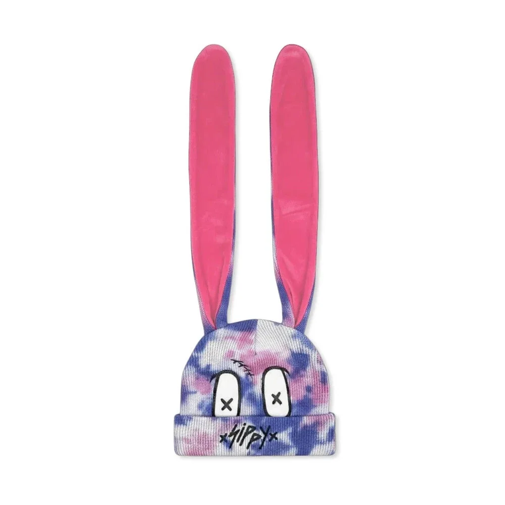 sippy bunny ears hat beanie EDM DJ rave tie dye